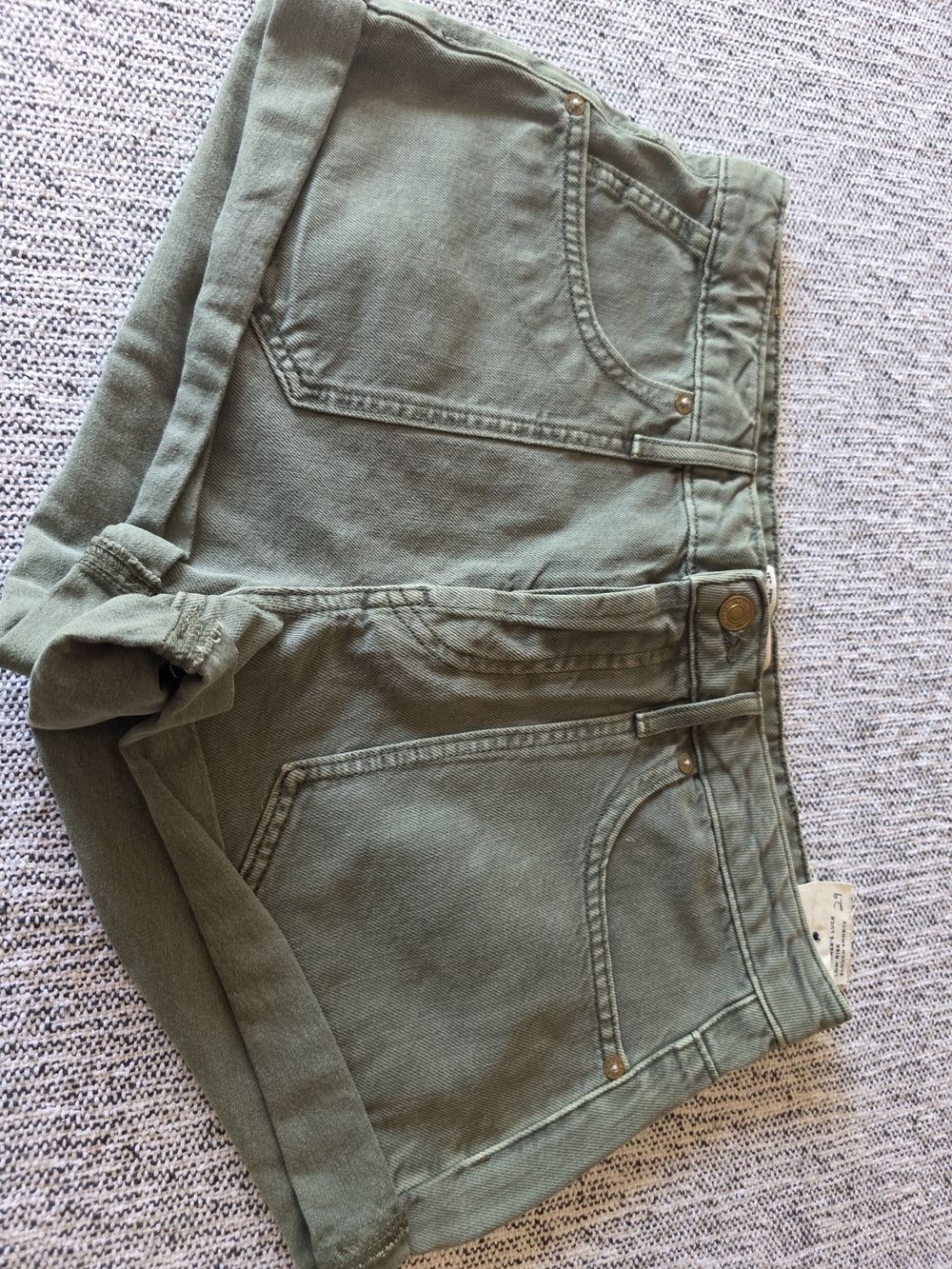 We The Free Olive Green Low-Rise Slouch Shorts
